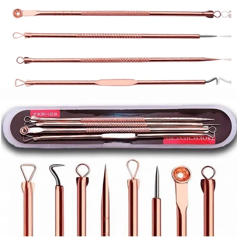 Kit 4 de Ferramentas de Beleza Extrator de Acne Removedor de Cravo Espinha